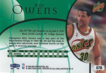 1998-99 Fleer Brilliants - Blue #87B Billy Owens Back