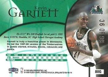 1998-99 Fleer Brilliants - Gold #80G Kevin Garnett Back