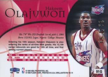 1998-99 Fleer Brilliants - Gold #91G Hakeem Olajuwon Back