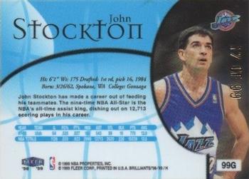 1998-99 Fleer Brilliants - Gold #99G John Stockton Back