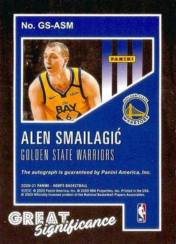 2020-21 Hoops - Great SIGnificance #GS-ASM Alen Smailagic Back