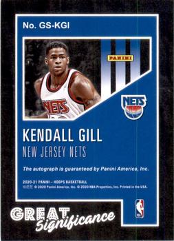 2020-21 Hoops - Great SIGnificance #GS-KGI Kendall Gill Back