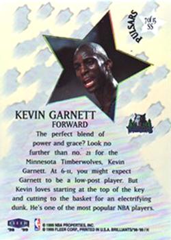 1998-99 Fleer Brilliants - Shining Stars Pulsars #7 SS Kevin Garnett Back