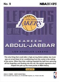 2020-21 Hoops - Legends of the Game #9 Kareem Abdul-Jabbar Back