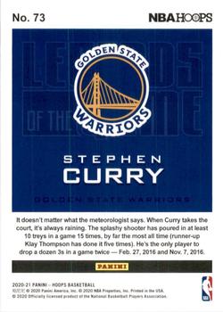 2020-21 Hoops - Legends of the Game #73 Stephen Curry Back