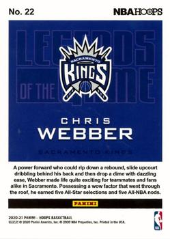 2020-21 Hoops - Legends of the Game Silver #22 Chris Webber Back