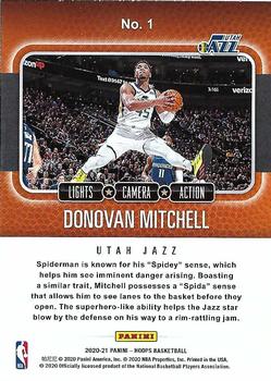 2020-21 Hoops - Lights Camera Action Holo #1 Donovan Mitchell Back