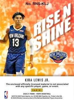 2020-21 Hoops - Rise N Shine Memorabilia #RNS-KLJ Kira Lewis Jr. Back