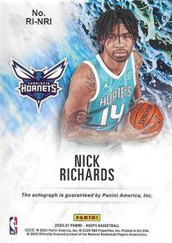 2020-21 Hoops - Rookie Ink #RI-NRI Nick Richards Back