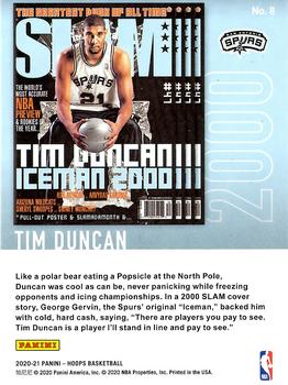 2020-21 Hoops Winter - Slam Holo #8 Tim Duncan Back