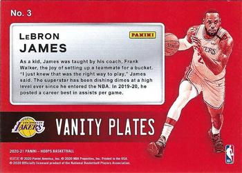 2020-21 Hoops Winter - Vanity Plates #3 LeBron James Back