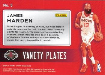2020-21 Hoops Winter - Vanity Plates #5 James Harden Back