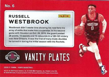 2020-21 Hoops Winter - Vanity Plates #6 Russell Westbrook Back