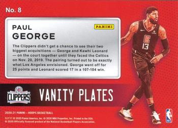 2020-21 Hoops Winter - Vanity Plates #8 Paul George Back