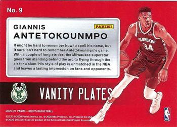 2020-21 Hoops Winter - Vanity Plates #9 Giannis Antetokounmpo Back