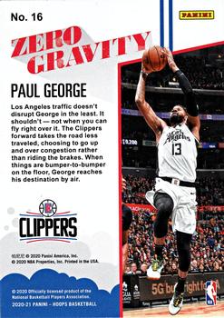 2020-21 Hoops - Zero Gravity #16 Paul George Back