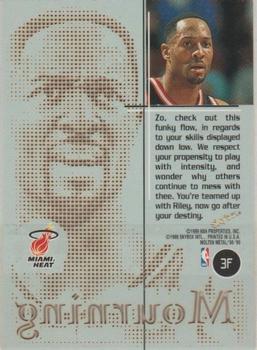 1998-99 SkyBox Molten Metal - Fusion #3F Alonzo Mourning Back