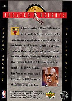 1996-97 Upper Deck - Michael Jordan Greater Heights #GH4 Michael Jordan Back