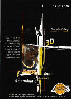 1998-99 SkyBox Premium - 3D #15 DDD Shaquille O'Neal Back