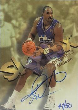 1998-99 SkyBox Premium - Autographics Blue #NNO Karl Malone Front