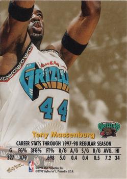 1998-99 SkyBox Premium - Autographics Blue #NNO Tony Massenburg Back