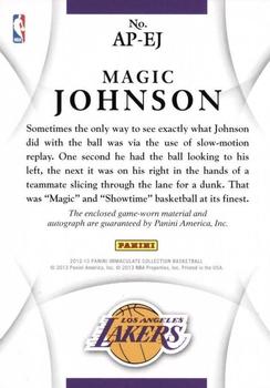 2012-13 Panini Immaculate Collection - Autographed Patches Chinese Red #AP-EJ Magic Johnson Back
