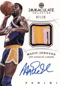 2012-13 Panini Immaculate Collection - Autographed Patches Chinese Red #AP-EJ Magic Johnson Front