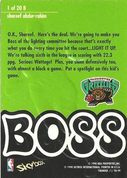 1998-99 SkyBox Thunder - Boss #1 B Shareef Abdur-Rahim Back