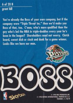 1998-99 SkyBox Thunder - Boss #6 B Grant Hill Back
