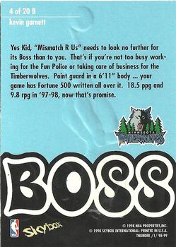 1998-99 SkyBox Thunder - Boss #4 B Kevin Garnett Back