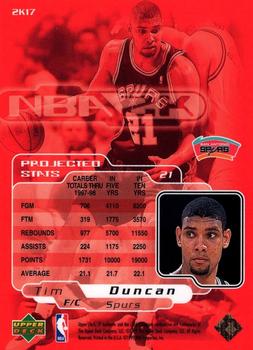 1998-99 SP Authentic - NBA 2K #2K17 Tim Duncan Back