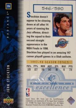 1998-99 SPx Finite - Radiance #206 John Stockton Back