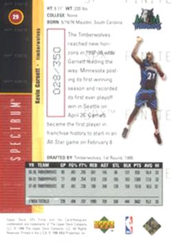 1998-99 SPx Finite - Spectrum #29 Kevin Garnett Back