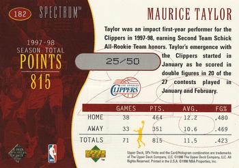 1998-99 SPx Finite - Spectrum #182 Maurice Taylor Back