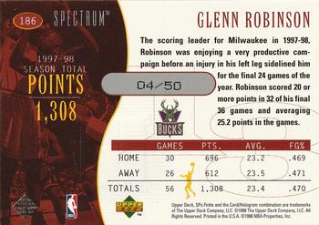 1998-99 SPx Finite - Spectrum #186 Glenn Robinson Back