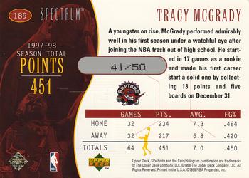 1998-99 SPx Finite - Spectrum #189 Tracy McGrady Back
