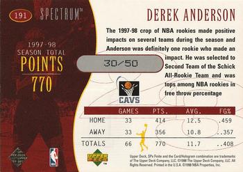 1998-99 SPx Finite - Spectrum #191 Derek Anderson Back