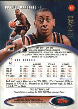 1998-99 Stadium Club - First Day Issue #61 Donyell Marshall Back
