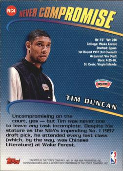 1998-99 Stadium Club - Never Compromise #NC4 Tim Duncan Back