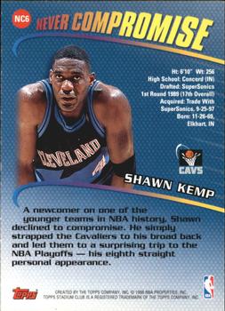 1998-99 Stadium Club - Never Compromise #NC6 Shawn Kemp Back