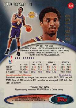 1998-99 Stadium Club - One of a Kind #170 Kobe Bryant Back