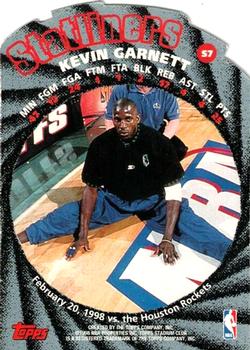 1998-99 Stadium Club - Statliners #S7 Kevin Garnett Back
