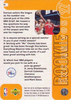 1996-97 Upper Deck - Rookie Exclusives #R1 Allen Iverson Back