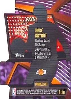1998-99 Stadium Club - Triumvirate Luminescent #T13A Kobe Bryant Back