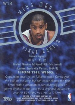 1998-99 Stadium Club - Wing Men #W18 Vince Carter Back
