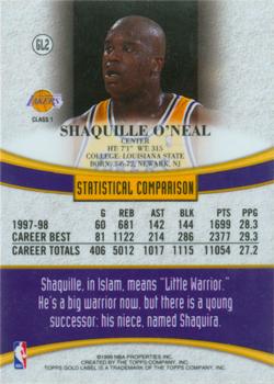1998-99 Topps - Topps Gold Label #GL2 Shaquille O'Neal Back