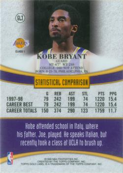 1998-99 Topps - Topps Gold Label #GL3 Kobe Bryant Back