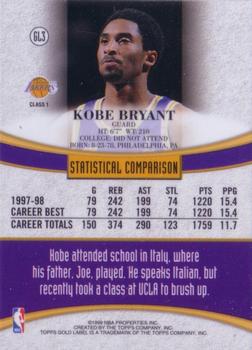 1998-99 Topps - Topps Gold Label Black Label #GL3 Kobe Bryant Back