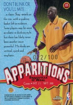 1998-99 Topps Chrome - Apparitions Refractors #A5 Shaquille O'Neal Back