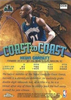 1998-99 Topps Chrome - Coast to Coast #CC8 Kevin Garnett Back